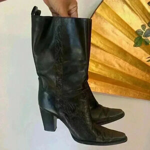 🌻👠ANTONIO MELANI Textured Black Heeled Boots